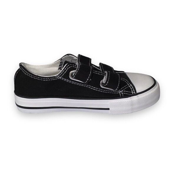 Mishansha Hook & Loop Casual Canvas Sneakers Black / White Youth 2 - Picture 7 of 10